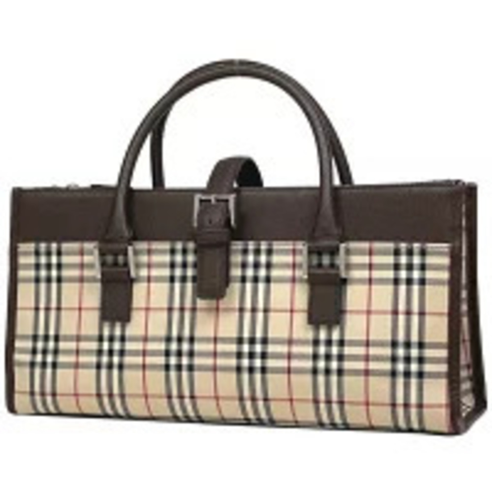 Burberry Check Shoulder Bag Handbag Nova Canvas Beige Brown